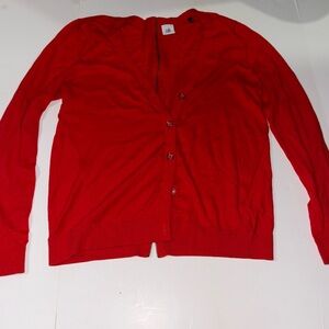 CAbi Cherry Red Zip-Up Cardigan